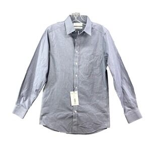 Gold Label Roundtree & Yorke Dress Shirt Men 14.5-32 Blue Slim Fit Office Career